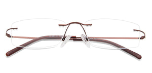 Brown Rectangle Rimless Medium Unisex Eyeglasses by Vincent Chase-142842