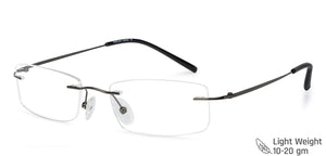 Gunmetal Rectangle Rimless Medium Unisex Eyeglasses by Vincent Chase-136606