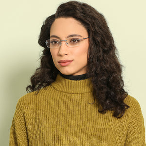 Blue Rectangle Rimless Unisex Eyeglasses by Vincent Chase-137392