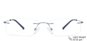 Blue Rectangle Rimless Unisex Eyeglasses by Vincent Chase-137392
