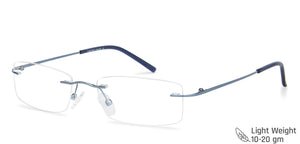 Blue Rectangle Rimless Unisex Eyeglasses by Vincent Chase-137392