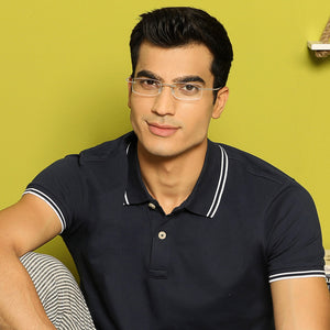 Gold Rectangle Rimless Unisex Eyeglasses by Vincent Chase-138880