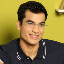 Load image into Gallery viewer, Gold Rectangle Rimless Unisex Eyeglasses by Vincent Chase-138880