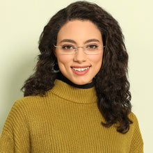 Load image into Gallery viewer, Gold Rectangle Rimless Unisex Eyeglasses by Vincent Chase-138880