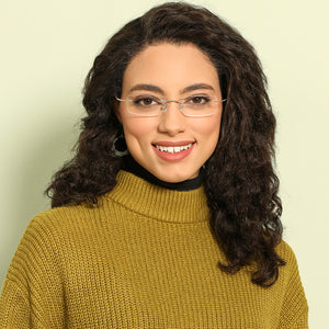 Gold Rectangle Rimless Unisex Eyeglasses by Vincent Chase-138880