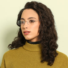 Load image into Gallery viewer, Gold Rectangle Rimless Unisex Eyeglasses by Vincent Chase-138880