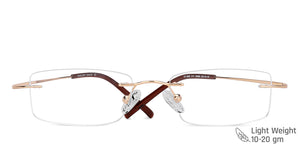Gold Rectangle Rimless Unisex Eyeglasses by Vincent Chase-138880