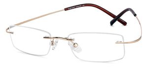 Gold Rectangle Rimless Unisex Eyeglasses by Vincent Chase-138880