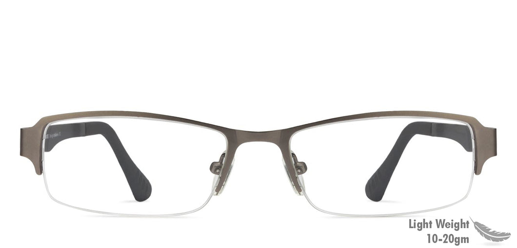 Silver Rectangle Half Rim Unisex Eyeglasses by Lenskart Air Online-101122