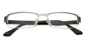 Silver Rectangle Half Rim Unisex Eyeglasses by Lenskart Air Online-101122