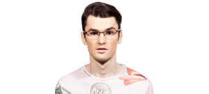 Brown Rectangle Half Rim Unisex Eyeglasses by Vincent Chase Online-102973