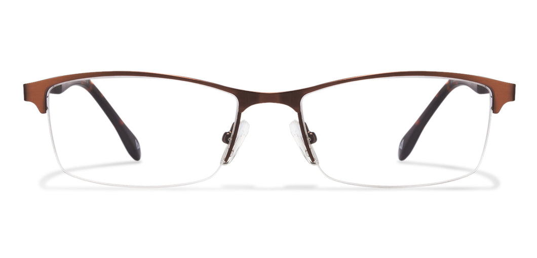 Brown Rectangle Half Rim Unisex Eyeglasses by Vincent Chase Online-102973
