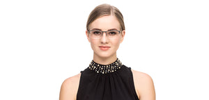 Silver Rectangle Half Rim Unisex Eyeglasses by Vincent Chase Online-120089