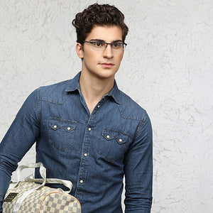 Blue Rectangle Half Rim Unisex Eyeglasses by Vincent Chase Online-116187