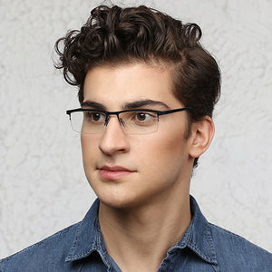 Blue Rectangle Half Rim Unisex Eyeglasses by Vincent Chase Online-116187