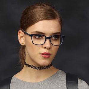 Blue Rectangle Full Rim Unisex Eyeglasses by Vincent Chase Online-120363
