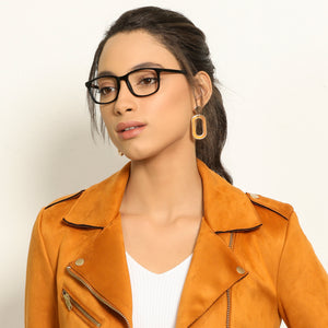 Black Rectangle Full Rim Unisex Eyeglasses by Vincent Chase Online-141701