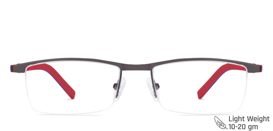 Grey Rectangle Half Rim Unisex Eyeglasses by Lenskart Air Online-116788
