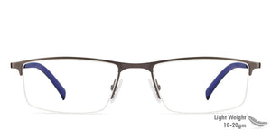 Gunmetal Rectangle Half Rim Unisex Eyeglasses by Vincent Chase VC-120102