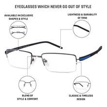 Load image into Gallery viewer, Grey Rectangle Half Rim Unisex Eyeglasses by Lenskart Air Online-116818