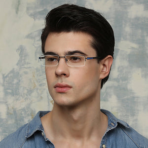 Grey Rectangle Half Rim Unisex Eyeglasses by Lenskart Air Online-116818