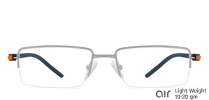 Grey Rectangle Half Rim Unisex Eyeglasses by Lenskart Air Online-121110