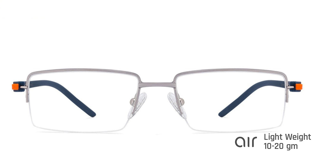 Grey Rectangle Half Rim Unisex Eyeglasses by Lenskart Air Online-121110