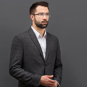 Grey Rectangle Rimless Unisex Eyeglasses by Lenskart Air Online-120132