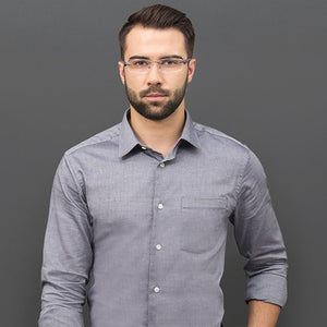 Silver Rectangle Rimless Unisex Eyeglasses by Lenskart Air Online-120137