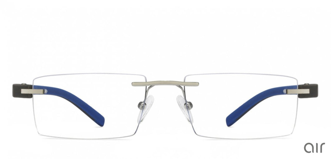 Silver Rectangle Rimless Unisex Eyeglasses by Lenskart Air Online-120137
