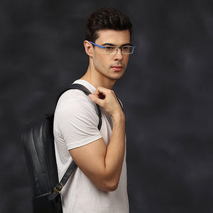 Grey Rectangle Half Rim Unisex Eyeglasses by Lenskart Air Online-116830