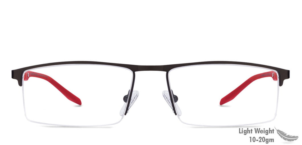 Black Rectangle Half Rim Unisex Eyeglasses by Lenskart Air Online-116832