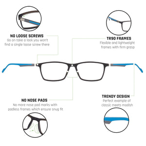 Grey Rectangle Full Rim Unisex Eyeglasses by Lenskart Air Online-117265