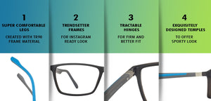 Grey Rectangle Full Rim Unisex Eyeglasses by Lenskart Air Online-117265