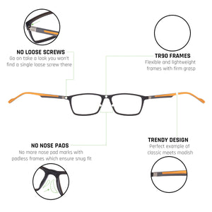 Grey Rectangle Full Rim Unisex Eyeglasses by Lenskart Air Online-117269