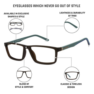 Brown Rectangle Full Rim Unisex Eyeglasses by Lenskart Air Online-117272