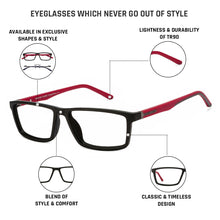 Load image into Gallery viewer, Black Rectangle Full Rim Unisex Eyeglasses by Lenskart Air Online-117273