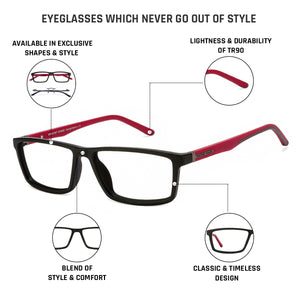 Black Rectangle Full Rim Unisex Eyeglasses by Lenskart Air Online-117273
