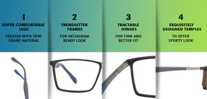 Grey Rectangle Full Rim Unisex Eyeglasses by Lenskart Air Online-117279