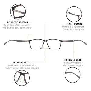 Grey Rectangle Full Rim Unisex Eyeglasses by Lenskart Air Online-117279