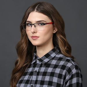 Gunmetal Rectangle Half Rim Unisex Eyeglasses by Vincent Chase Online-117948