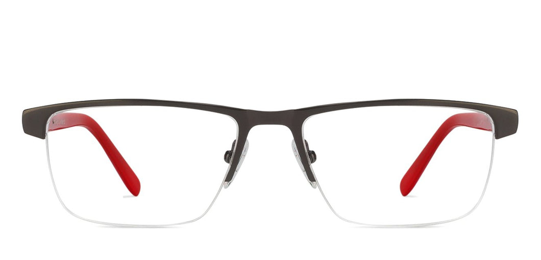 Gunmetal Rectangle Half Rim Unisex Eyeglasses by Vincent Chase Online-117948