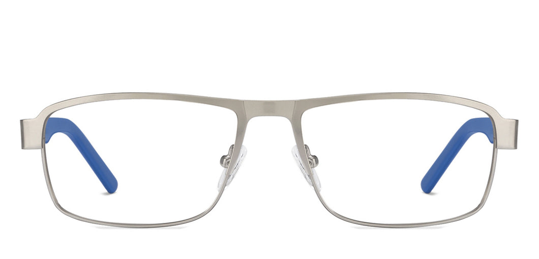 Silver Rectangle Full Rim Unisex Eyeglasses by Vincent Chase Online-117960
