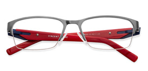 Gunmetal Rectangle Half Rim Unisex Eyeglasses by Vincent Chase Online-117964