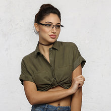 Load image into Gallery viewer, Blue Rectangle Half Rim Unisex Eyeglasses by Vincent Chase Online-117967