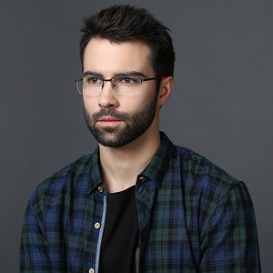 Gunmetal Rectangle Half Rim Unisex Eyeglasses by Vincent Chase VC-117969