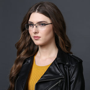 Gunmetal Rectangle Half Rim Unisex Eyeglasses by Vincent Chase VC-117969