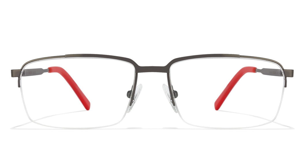 Gunmetal Rectangle Half Rim Unisex Eyeglasses by Vincent Chase VC-117969