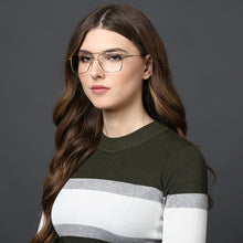 Load image into Gallery viewer, Gold Square Full Rim Unisex Eyeglasses by Vincent Chase Online-117973
