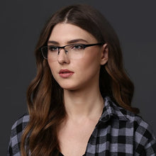 Load image into Gallery viewer, Black Rectangle Half Rim Unisex Eyeglasses by Vincent Chase Online-117981
